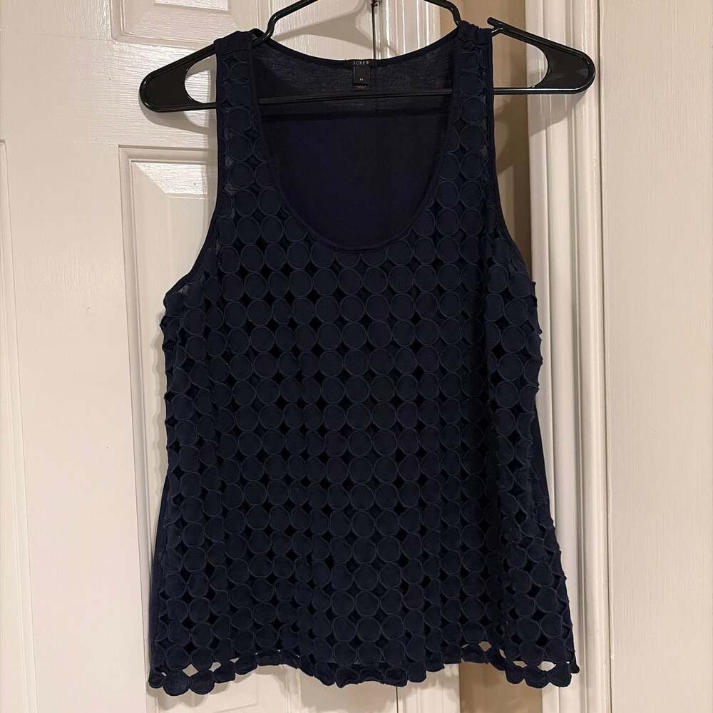 J.Crew‎ Navy Blue Eyelet Circle Detail Tank Top Style 76808